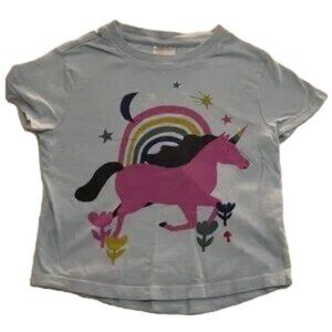 Hanna Andersson Blue and Pink Unicorn Tee Short Sleeve